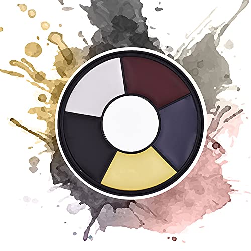 Go Ho Clown White Black Face Body Paint,6 Colors Wheel for Special Effects Zombie Makeup Kit,Halloween Professional Makeup Palettes with Sponge,Non Toxic