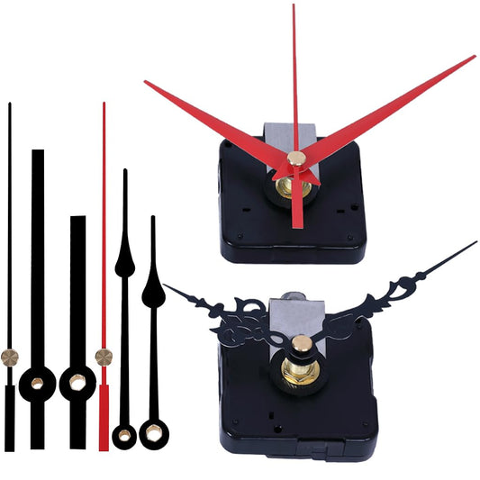 EMOON 2 Pack Silent Sweep Quartz Clock Movement Mechanism with 4 Hands, DIY Repair Replacement for Custom Clocks (Shaft Length 5/8 in)