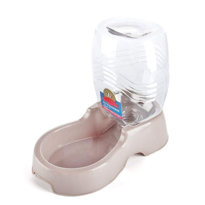 Flexzion Automatic Gravity Pet Waterer for Cat & Dog - Non-Skid & Easy-Clean Auto Replenish Water Dispenser Drinking Bowl (1/4 Gallon/ 900ml), Beige