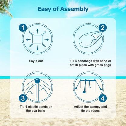 COMMOUDS Beach Tent Sun Shelter - UPF50+ Pop Up Beach Canopy with Sandbags & Sand Shovel & Windproof Poles, Portable Sun Shade for Beach, Camping, Picnics, Backyard (7x7FT)