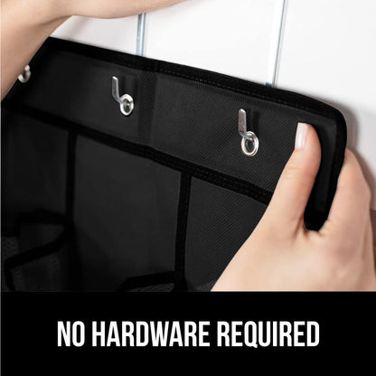 GORILLA GRIP Over the Door Shoe Organizer, 24 Large Breathable Mesh Pockets, Space Saving Hanging Storage Holder, Closet Rack Hanger Holds Up to 40 lbs, Hangs on Closets for Shoes, Accessories, Black