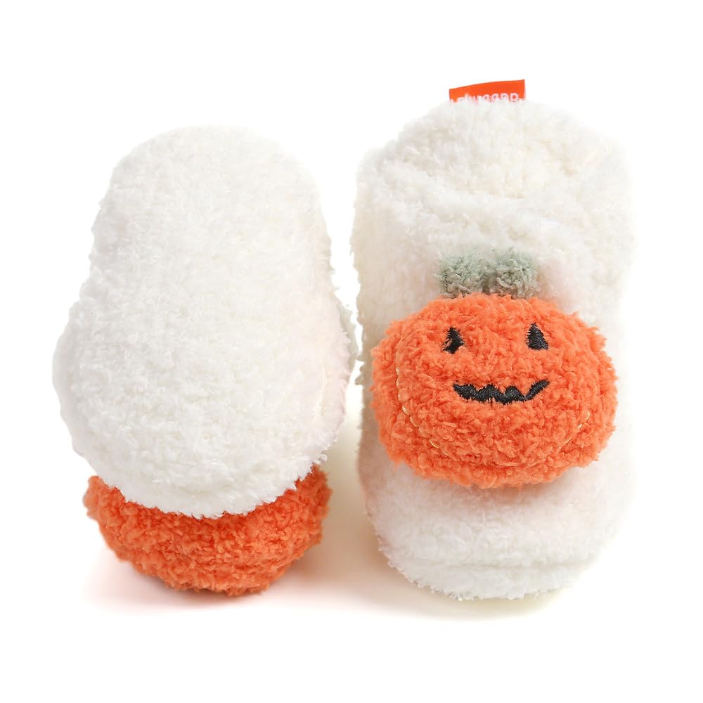 GDSDYM Baby Booties Cozy Christams Slippers Soft Baby Halloween Pumpkin Shoes Winter Warm Infant Newborn Crib Sock Shoes First Walkers