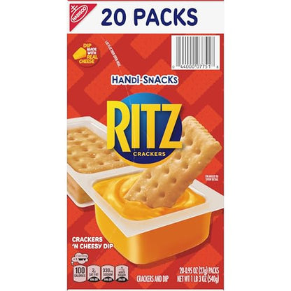 Handi-Snacks RITZ Crackers 'N Cheesy Dip Snack Packs, School Snacks, 20 Snack Packs