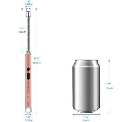 Electric Candle Lighter Long Flexible Neck Windproof Flameless USB Rechargeable Plasma Arc Lighter for Grill Firework Kitchen Camping (Black&Rose Gold)