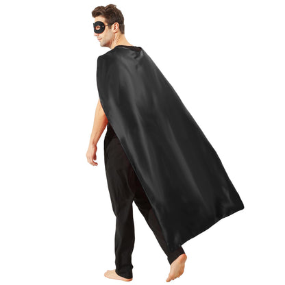 Kidsfere Adults Superhero Cape and Mask for Man Woman Halloween Vampire Cape Costume (BLACK)