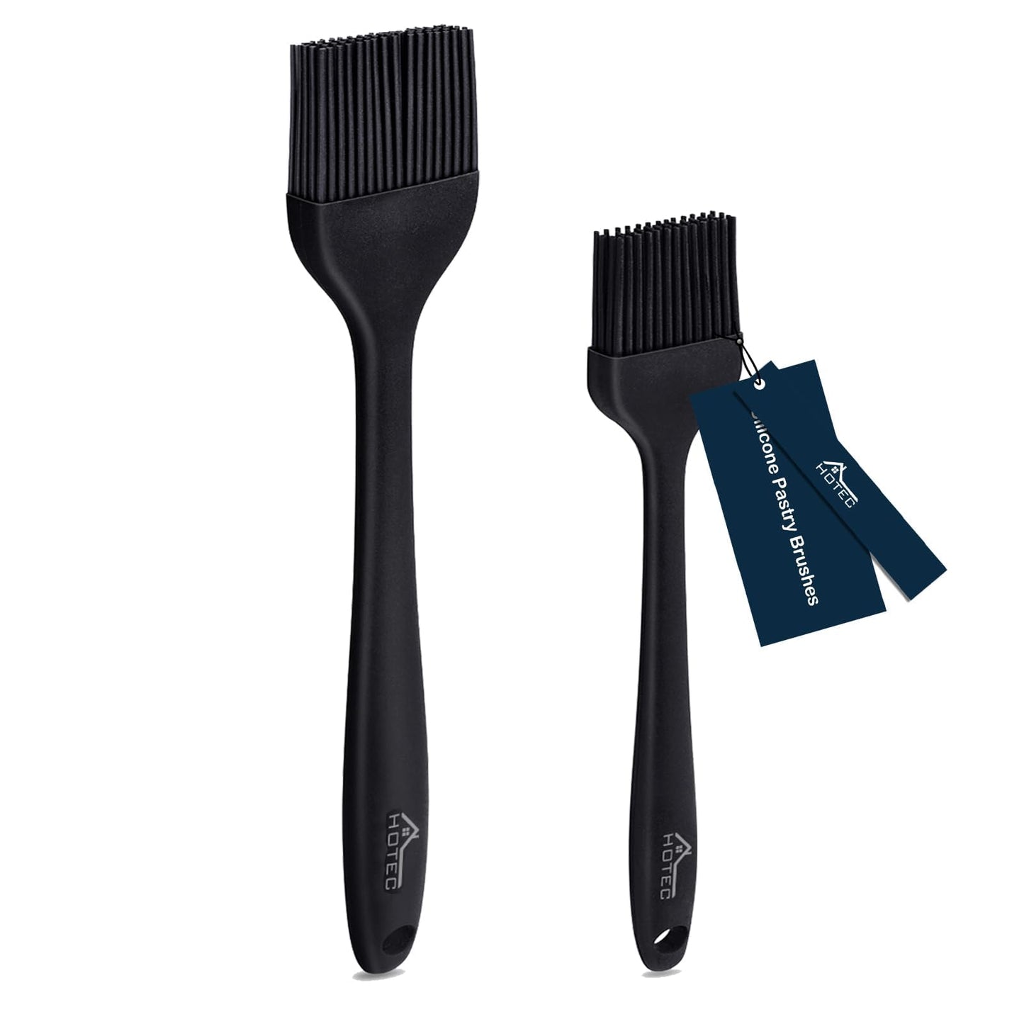 HOTEC 600℉ Heat Resistasnt Basting Brushes, BPA Free Silicone Pastry Brush, Spread Oil Butter Sauce Marinades for BBQ Grill Barbecue Baking Kitchen Cooking Dishwasher Safe (Black 2)
