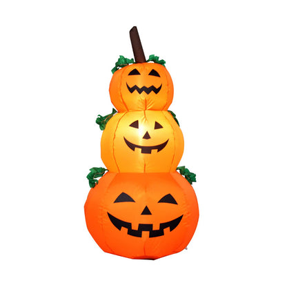 Decfine Halloween Blow up Inflatable Pumpkin Decoration-Lighted Inflatable Pumpkin for Home Yard Garden Indoor and Outdoor Decoration with Built in Fan and Anchor Ropes (3 Halloween Pumpkin)