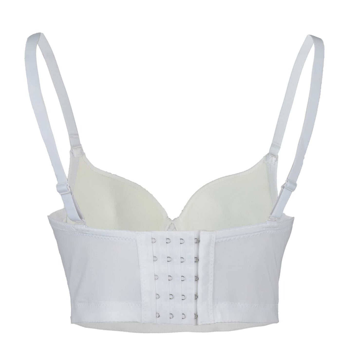 ELLACCI Women's Rhinestone Diamond Push up Bustier Crop Top Sexy Punk Corset Bra White Medium