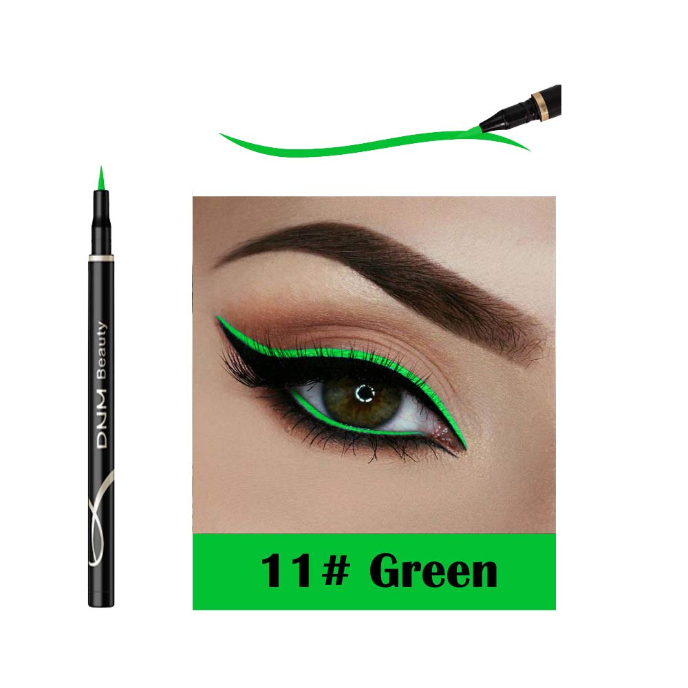 DNM Cat Eye Makeup Waterproof Neon Colorful Liquid Eyeliner Pen Make Up Comestics Long-lasting Black Eye Liner Pencil Makeup Tools (green)