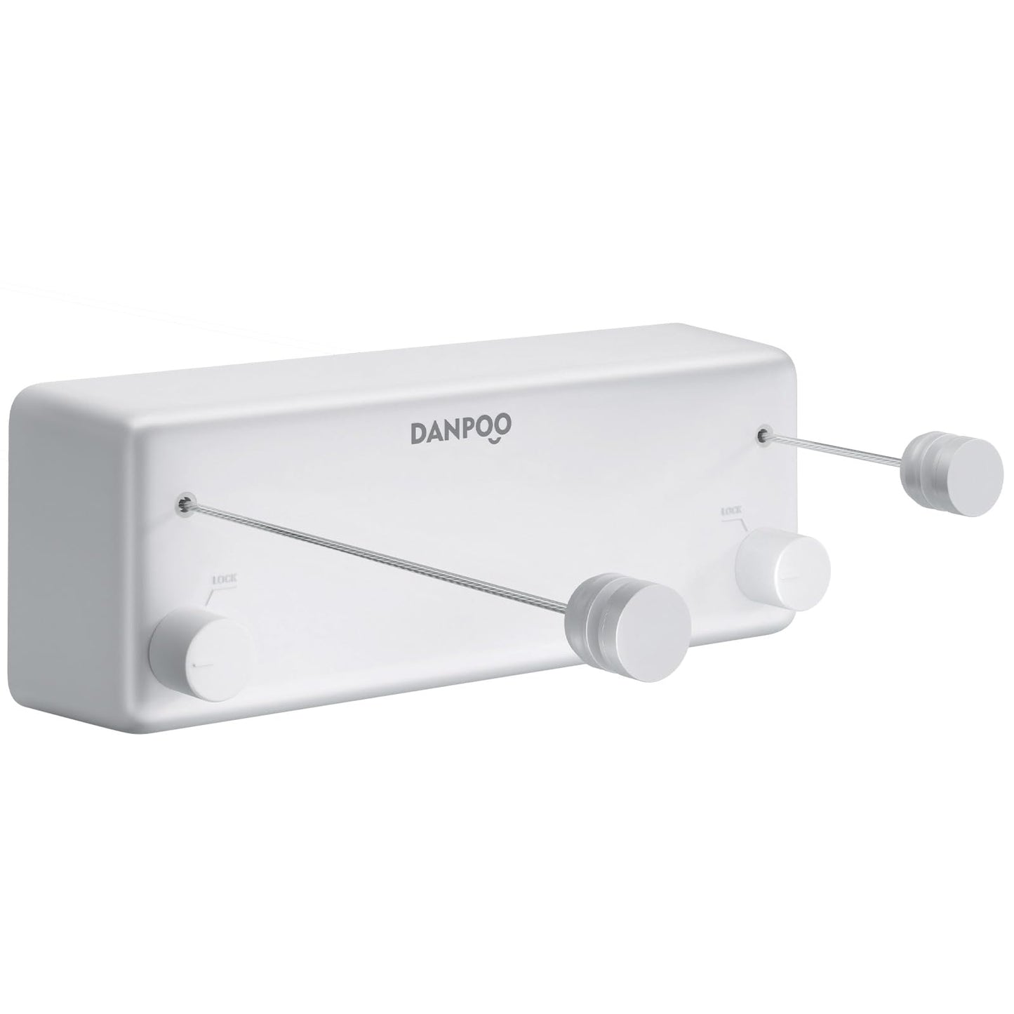 Danpoo Retractable Clothesline Indoor/Outdoor, Clothes Line Retracting Indoor, Double Clothes Lines for Hanging Clothes with 13.8 Ft Steel Wire, Laundry Line, Clothes Drying Line, White