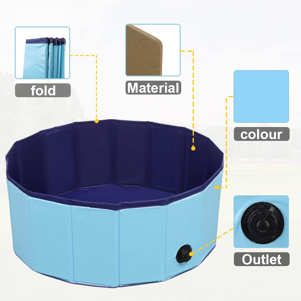 Dog Pool Foldable pet Pool Large Dog Swimming Pool pet Swimming Pool PVC Non-Slip Pool for All Kinds of Pets 63-12in