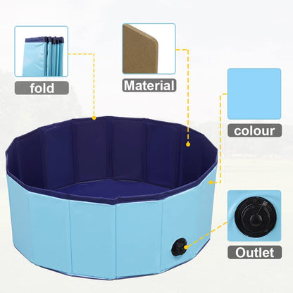 Dog Pool Foldable pet Pool Large Dog Swimming Pool pet Swimming Pool PVC Non-Slip Pool for All Kinds of Pets 63-12in