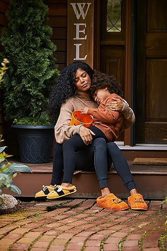 Dearfoams Unisex Spooky Fuzzy Halloween Jack o Lantern Slipper, Adult Pumpkin, 13-14 US Women
