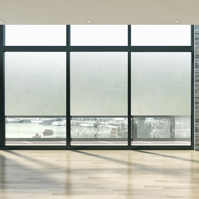 Ismoon Frosted Contact Paper 17.7''x118'' Window Privacy Film Frosted Glass Self-Adhesive Paper Removable Protective Film Waterproof Liner Drawer Shelf Kitchen Cabinet Desk Fridge Roll