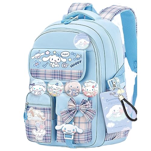 Kawaii Backpack with 21Pcs Accessories Anime Cartoon Anti-Theft Travel Aesthetic New Semester Gifts Bag with Cute Pins…