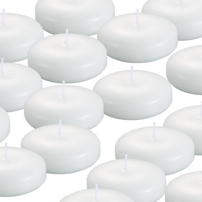 KNOURT 36 Pack Floating Candles, 3” White Unscented Dripless Wax Burning Candles, for Weddings, Party, Cylinder Vases, and Home Decorations