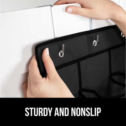 GORILLA GRIP Over the Door Shoe Organizer, 24 Large Breathable Mesh Pockets, Space Saving Hanging Storage Holder, Closet Rack Hanger Holds Up to 40 lbs, Hangs on Closets for Shoes, Accessories, Black