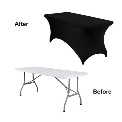 eccwai Spandex 6ft Waterproof Table Cover for Party,Wedding, Banquet, and Events(Black)