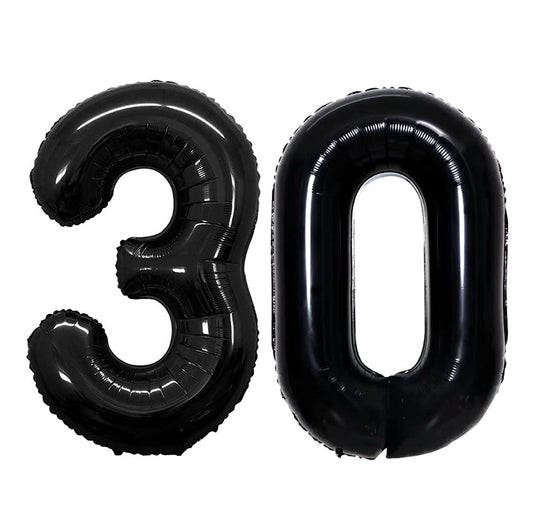 GOER Number 30 Balloons for 30th Birthday Party Decorations,42 Inch Jumbo Foil Helium Balloons for 30th Anniversary (Black)