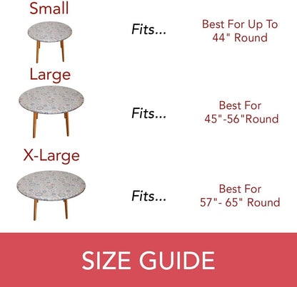 Covers For The Home Deluxe Elastic Edged Flannel Backed Vinyl Fitted Table Cover - Multi-Color Geometric Medallion Pattern - Large Round - Fits Tables up to 45" - 56" Diameter