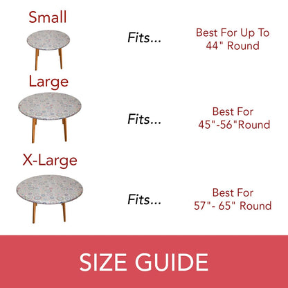 Covers For The Home Deluxe Elastic Edged Flannel Backed Vinyl Fitted Table Cover - Multi-Color Geometric Medallion Pattern - Large Round - Fits Tables up to 45" - 56" Diameter