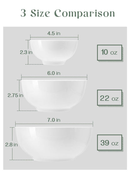 DOWAN 39 OZ Large Deep Bowls Set of 4 - White Ceramic Bowls for Ramen, Pasta, Salad, Mixed Fruit - Dishwasher & Microwave Safe (Soft White)