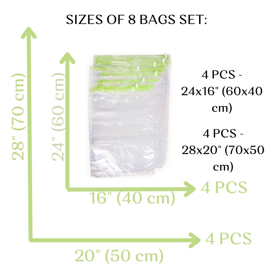 8 Space Saver Bags, No Vacuum Needed, Roll-Up Compression Packing, Travel Essentials, For Suitcases