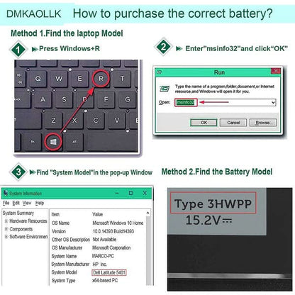 68Wh 3HWPP Replacement Battery for Dell Latitude 5410 5510 5501 5401 5411 5511 Precision 3541 3551,Inspiron 7706 2-in-1, Inspiron 17 7500 7506 2-in-1 Black 03HWPP 10X1J N2NLL 1VY7F 451-BCMN 15.2V