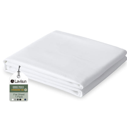 Lavisun Queen Flat Sheet, 1 Pack White Queen Bed Sheet Only - Brushed Microfiber Top Sheets for Hotel, Dorm, Ultra Soft & Breathable - Wrinkle-Free - Easy Care - Single Flat Sheet