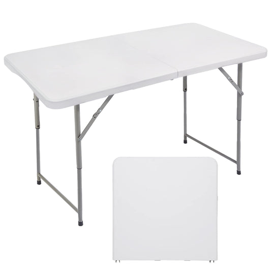 FORUP Folding Utility Table, 4ft Fold-in-Half Portable Plastic Picnic Party Dining Camp Table