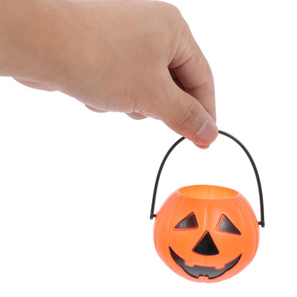 Kisangel 8pcs Pumpkin Bucket Plastic Buckets with Handles Candy Buckets for Kids Trick or Treat(3.14X2.36X1.77inch)