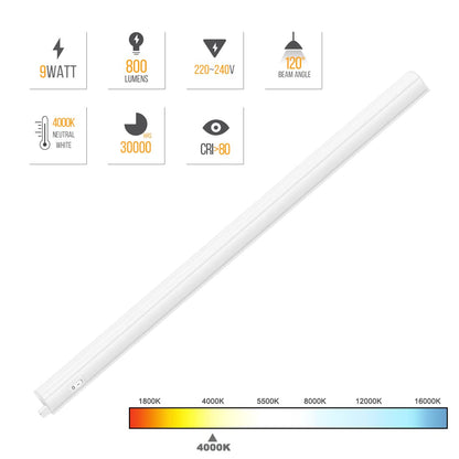 ENUOTEK Connectable LED Kitchen Under Cabinet Lamps Light Strips, 2 x 8 W LED Under-Unit Lights, Wall Lights with Switch and Power Plug, Neutral White 4000 K, Length 573 mm, 2 Bulbs