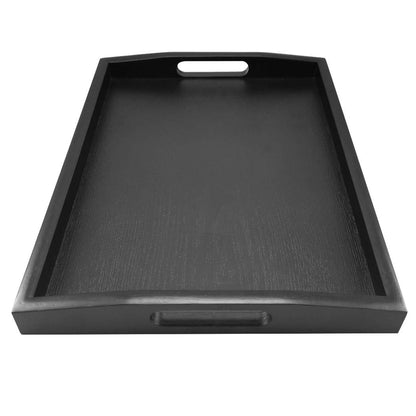 DILLMAN Serving Tray Large Black Wood Rectangle Food Tray Butler Tray Breakfast Tray with Handles (Medium)