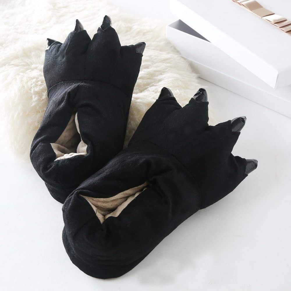 Honeystore Unisex Soft Plush Home Slippers Animal Costume Paw Claw Shoes Black M
