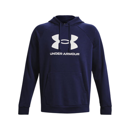 Under Armour Men's Rival Fleece Logo Hoodie, (410) Midnight Navy / / White, X-Small