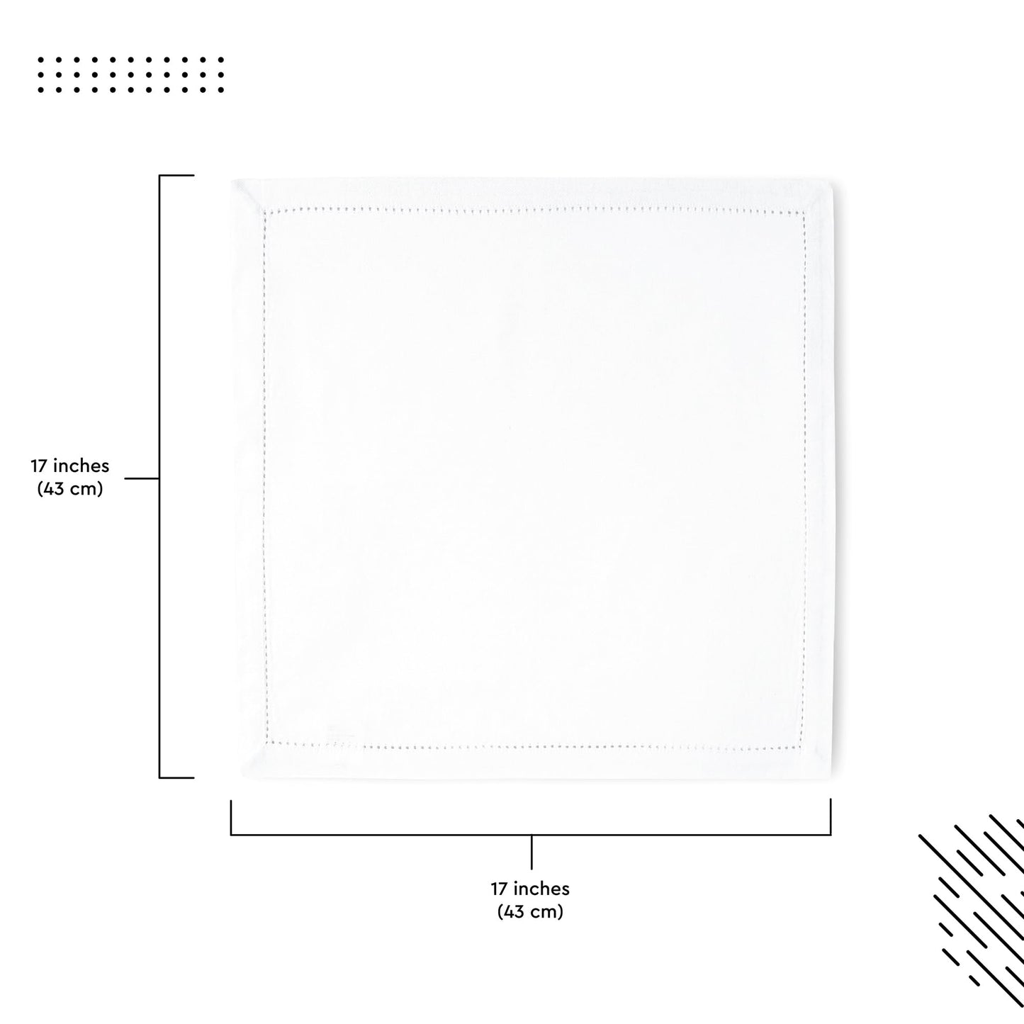 Encasa XO White Cloth Napkins Set of 4, 17"x17" | Cotton Hemstitched Design Dinner Napkins | Washable & Reusable Table Napkins for Holiday Dinners, Party, Wedding & Everyday Dining