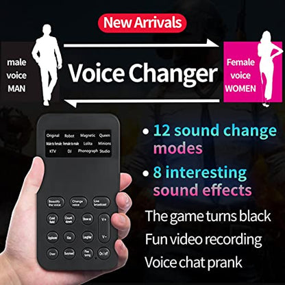 Handheld Ghostface Voice Changer Voice Changer Device, ABS Material Voice Changer with 8 Sound Effects for Phone Calling, Gaming - Black