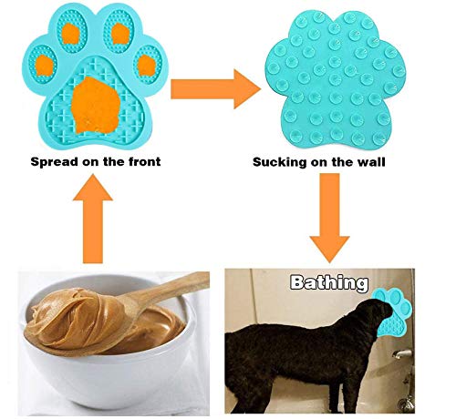 Dog Licking Mat for Anxiety Peanut Butter Slow Feeder Bowls Licking Pad with Strong Suction to Wall for Pet Bathing,Grooming,and Dog Training (Light Blue)
