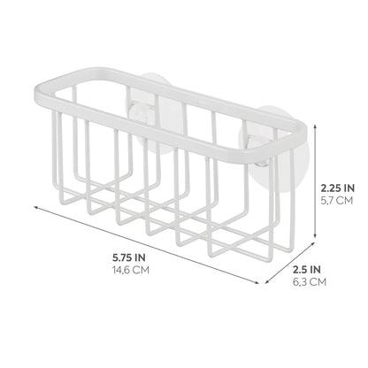 InterDesign Gia Kitchen Sink Suction Holder for Sponges, Scrubbers, Soap - Pearl White