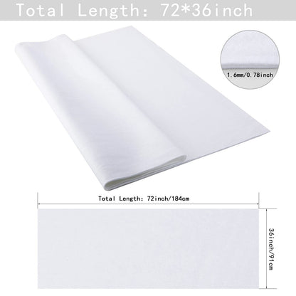 HaoFeijh White Felt Fabric 72 * 36 Inch Wide 1.6mm,Fabric Sheets Soft Woven Acrylic Craft Fabric for DIY Craft Work Sewing Patchwork,Craft Felt