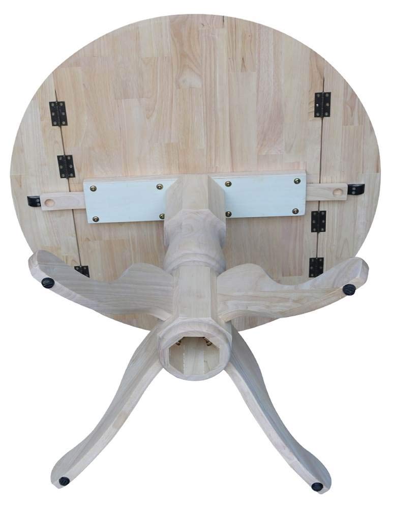 IC International Concepts 36" Dual Drop Leaf Dining Table Solid Real Wood, Sturdy Parawood, 36"W x 36"D x 30"H, DIY, Paint/Stain Ready, Unfinished