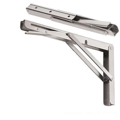 CLT 12'' Folding Shelf Brackets Max. Load 440 lb, Heavy Duty Stainless Steel DIY Wall Mounted Shelf Bracket Space Saving for Table Work Bench, Pack of 2