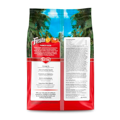 Kaytee Fiesta Parrot Food, Nutritious and Fun Blend, Supports Skin, Feather, Digestion, Brain and Heart Health, 4.5 pounds