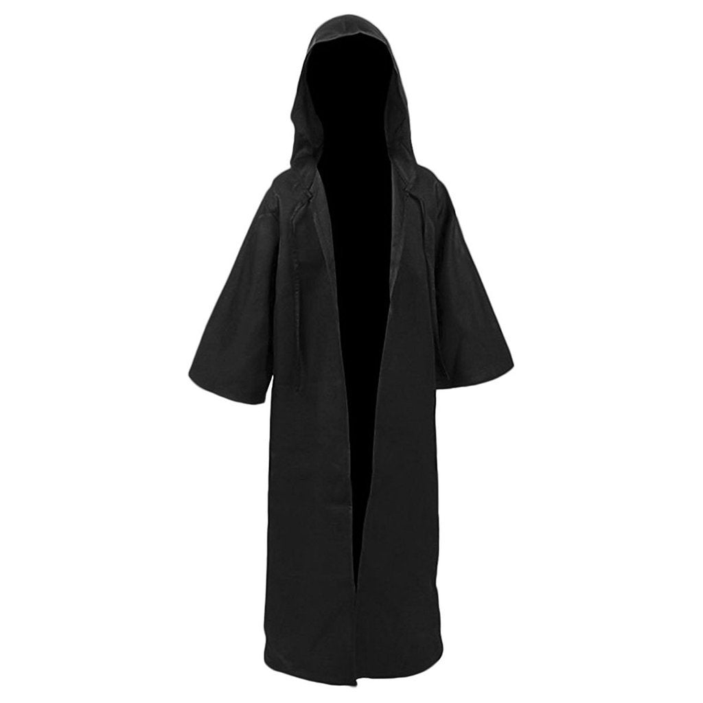 Joyshop Men & Kids Tunic Hooded Robe Halloween Cosplay Costume Cloak Cape,Kids Black Robe,Small