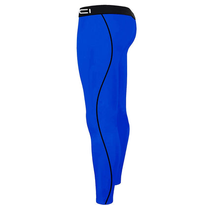 1Bests Men's Sports Running Set Compression Shirt + Pants Skin-Tight Long Sleeves Quick Dry Fitness Tracksuit Gym Yoga Suits (KBOO-Deep Blue, M)