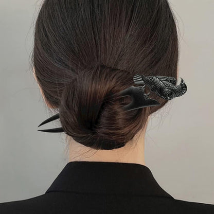 2pack U Shaped Viking Raven Metal Hair Prong Forks French Hair Styling Pins Black Wicca Witch Sticks Renaissance Festival Acceossories for Women Perfect for Thick Hair