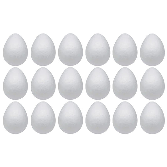 Crafjie Foam Eggs 18pcs 4 Inch (10cm) White Craft Polystyrene Eggs Smooth for Spring Easter Halloween Christmas Holiday Crafts Making Handmade DIY Painting School Projects