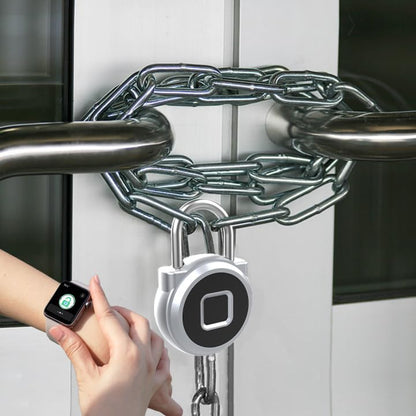 eLinkSmart Gym Locker Padlock with Fingerprint Remote Authorized Unlock Record - Waterproof Security Keyless Smart Lock for School Gym Locker Backpack Gun Case Field Box Silver Support iOS Watch