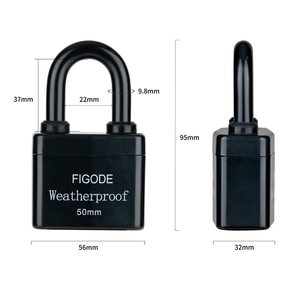 FIGODE® Outdoor Waterproof Padlock, Large Heavy Duty Sturdy Covered Laminated Steel Keyed Lock, 2.2 in. Wide