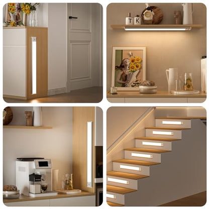 LED Undercabinet Lights with Motion Sensor, 40 cm Undercabinet Lighting, 3 Colors (6000K) and 3000 mAh, Wireless Light Strip, USB Kitchen Lights, for Cabinets and Stairs. 2